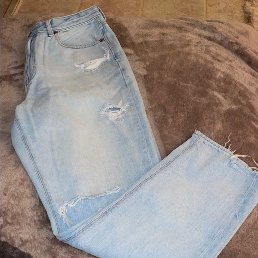 Light Wash Distressed Mom Jeans